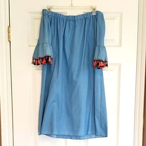 NWT off the shoulder dress tassels